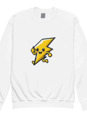 Energetic lightning bolt character - white