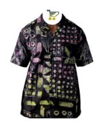 Vibrant Hand-Dyed Adire Shirt — Geometric & Tribal-Inspired Cotton Short Sleeve