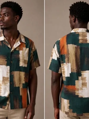 Abstract Brushstroke Canvas Shirt