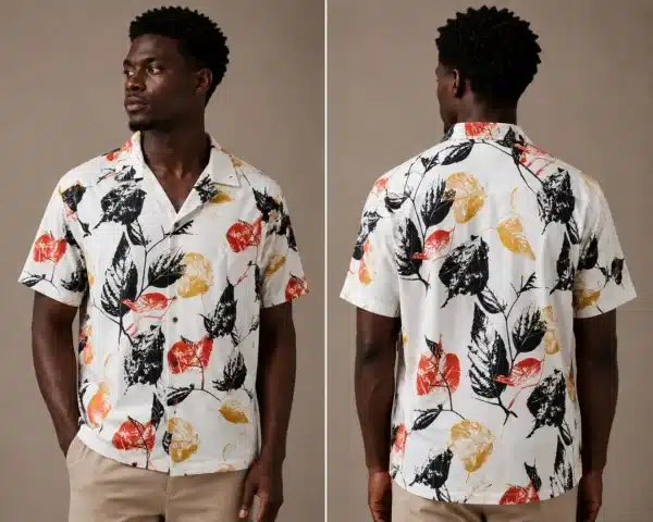 Autumn Leaf Cuban Collar Shirt