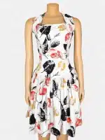 Leaf Print Reva Halter Dress