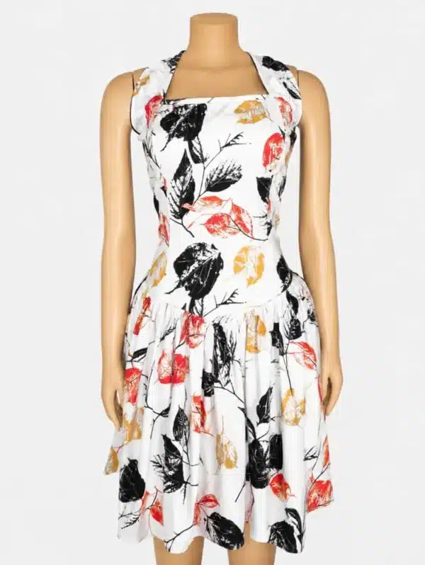 Leaf Print Reva Halter Dress