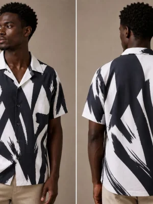 Midnight Monochrome Brush Shirt