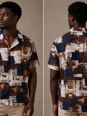 Earth-Tone Mosaic Geometric Shirt
