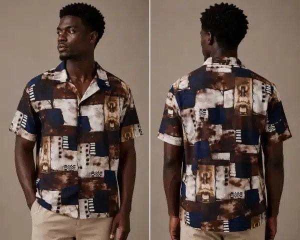 Earth-Tone Mosaic Geometric Shirt